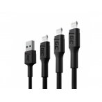 Kabelis GC 3x USB - 30 cm, 120 cm, 200 cm, skirtas „iPhone“, „iPad“, „iPod“, baltas LED, greitas įkrovimas