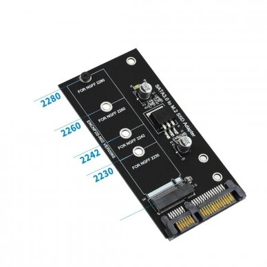 Adapteris NGFF M.2 M2 į SATA3 SSD Raiser (B Key 30/42/60/80mm)