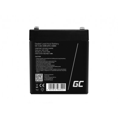 Baterija (akumuliatorius) GC UPS AGM (švino rūgšties) 12V 5.3Ah signalizacijai ir automobiliui 3