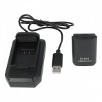 Maitinimo adapteris (kroviklis) USB su baterija nuotolinio valdymo pultui Xbox 360 4800mAh, juodas