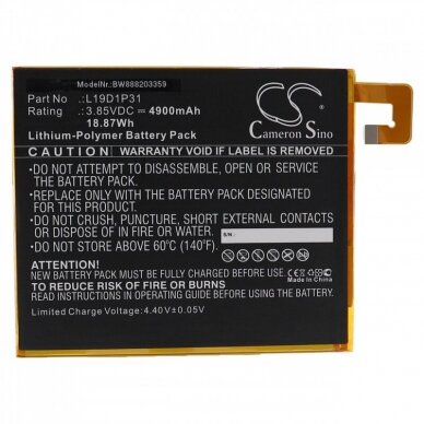 Baterija (akumuliatorius) planšetiniam kompiuteriui Lenovo Tab M8 3.85V 4900mAh