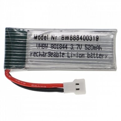 Baterija (akumuliatorius) RC modeliams, žaislams Modellbau 3.7V, Li-Polymer, 520mAh, XH2.54 kištukas