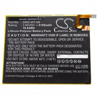 Baterija (akumuliatorius) planšetiniam kompiuteriui Samsung Galaxy Tab A 8.0 2019 SWD-WT-N8, 3,85V 5100mAh