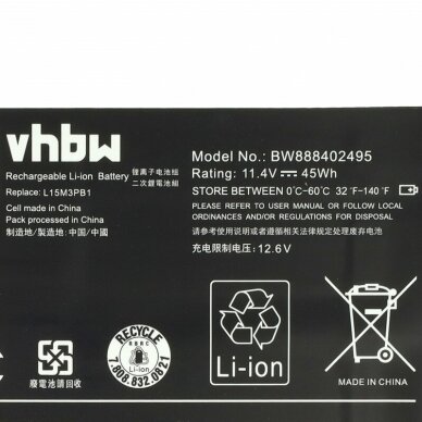 Baterija (akumuliatorius) kompiuteriui L15M3PB1 Lenovo Chromebook N22 11.4V 3900mAh 4