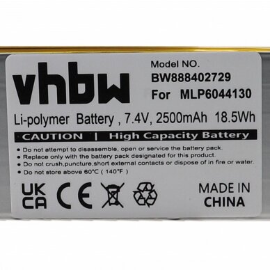 Baterija (akumuliatorius) planšetiniam kompiuteriui MLP6044130 McNair 7.4V 2500mAh 5