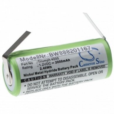 Baterija (akumuliatorius) elektriniam dantų šepetėliui Oral-B Triumph 4000, 1.2V, Ni-MH, 2000mAh