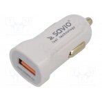 Automotive power supply; USB A socket; white; Uin: 12÷24V SAVAUTOSA-05/W SAVIO