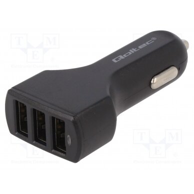 Automotive power supply; USB A socket x3; Sup.volt: 12÷24VDC QOLTEC-50027 QOLTEC