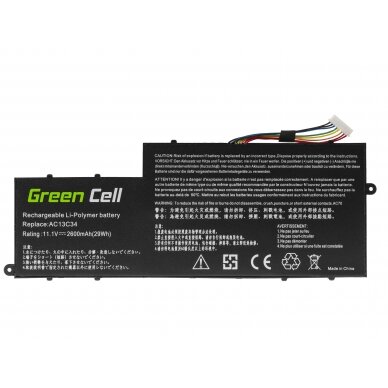 Baterija (akumuliatorius) kompiuteriui Acer Aspire E3-111 E3-112 E3-112M ES1-111 ES1-111M V5-122P V5-132P 11.1V 2600mAh 1