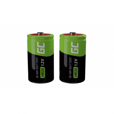 Baterija (akumulitorius) 2x D R20 HR20 Ni-MH 1.2V 8000mAh (įkraunama, "krona")