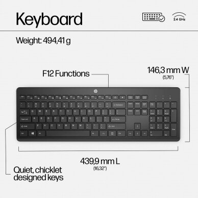 Belaidė klaviatūra ir pelė (komplektas) HP 230 wireless mouse and keyboard combo USB 18H24AA#ABB 2