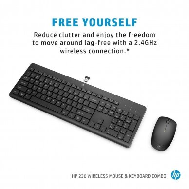 Belaidė klaviatūra ir pelė (komplektas) HP 230 wireless mouse and keyboard combo USB 18H24AA#ABB 5
