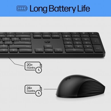 Belaidė klaviatura ir pelė (komplektas) HP 650 Wireless Keyboard and Mouse Combo 4R013AA#ABB US juoda 2