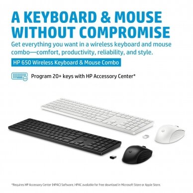 Belaidė klaviatura ir pelė (komplektas) HP 650 Wireless Keyboard and Mouse Combo 4R013AA#ABB US juoda 7