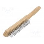 Brush; wire; zinc-plated steel; wood; Number of rows: 4 MGA-32001 MEGA