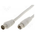 Cable; 2.5m; F plug,coaxial 9.5mm plug; shielded, twofold; white CABLE-F/C-2.5 Goobay