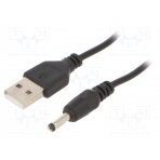 Cable; USB A plug,DC 3,5/1,35 plug; black; 1.8m; 24AWG CC-USB-AMP35-6 GEMBIRD
