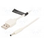 Cable; USB A plug,DC 3,5/1,35 plug; white; 1.5m; Core: Cu CEXWG VENTION