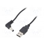 Cable; USB A plug,DC 5,5/2,1 plug; black; 0.5m; Core: Cu USB-DC5.5/2.1-0.5 Goobay