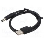 Cable; USB A plug,DC 5,5/2,5 plug; black; 0.5m; Core: Cu,tinned CEYBD VENTION