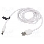 Cable; USB A plug,DC 5,5/2,5 plug; white; 1m; Core: Cu,tinned CEYWF VENTION