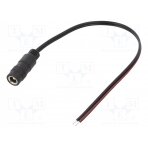 Cable; wires,DC 5,5/2,1 socket; straight; 0.5mm2; black; 0.2m ECJ02F2155STST SUNNY