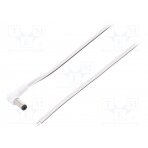 Cable; wires,DC 5,5/2,5 plug; angled; 0.5mm2; white; 3m; -20÷70°C DC.CAB.2701.0300 BQ CABLE