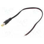 Cable; wires,DC 5,5/2,5 plug; straight; 0.5mm2; black; 0.2m ECP02F2555STST SUNNY