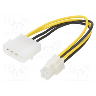 Cable: mains; ATX P4 female,Molex male; 0.16m HDD-PCI-E/4 Goobay