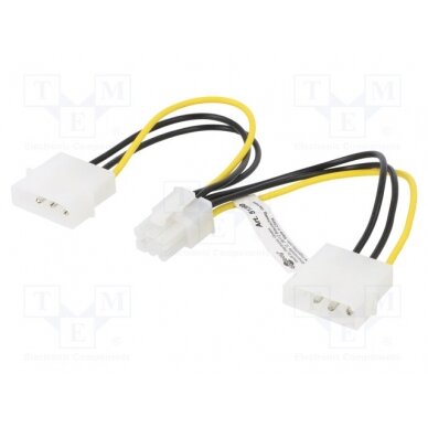 Cable: mains; Molex male x2,PCIe 6pin female; 0.15m 2HDD-PCI-E/6 Goobay 1