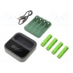 Charger: for rechargeable batteries; Ni-MH; Size: AA,AAA,R03,R6 B421/4XAA/D451 GP