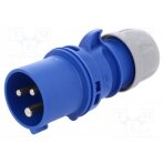 Connector: AC supply; plug; male; 16A; 230VAC; IEC 60309; IP44 013-6 PCE