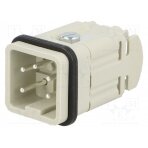 Connector: HDC; male; EPIC H-A; PIN: 5; 4+PE; size H-A 3; 23A; 400V 10431000 LAPP