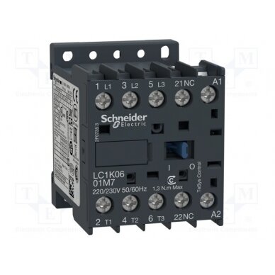 Contactor: 3-pole; NO x3; Auxiliary contacts: NC; 230VAC; 6A; 690V LC1K0601P5 SCHNEIDER ELECTRIC 1