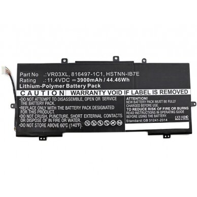Baterija (akumuliatorius) HP 13-d108tu 13-d061na VR03XL 11.4V 3900mAh 44Wh