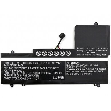 Baterija (akumuliatorius) Lenovo 710-15ISK 710-14ISK 5B10K9077 7.64V 6800mAh 52Wh
