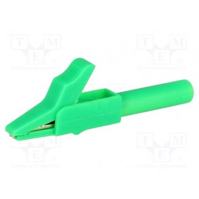 Crocodile clip; 15A; green; Grip capac: max.12mm; Socket size: 4mm AX-CR-4PM-G AXIOMET 1