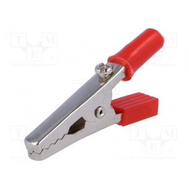 Crocodile clip; 60VDC; red; Grip capac: max.15mm; Socket size: 4mm CRCL11-R 1