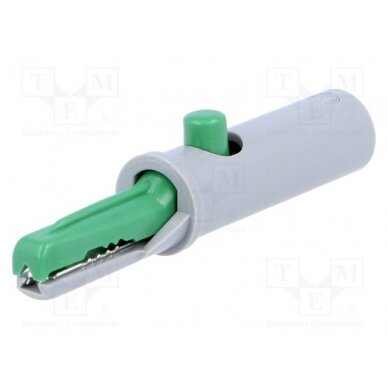Crocodile clip; 6A; 60VDC; green; Grip capac: max.7.5mm; 930126104 AK10GN HIRSCHMANN T&M 1