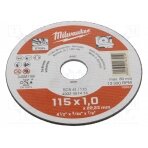 Cutting wheel; Ø: 115mm; Øhole: 22.2mm; Disc thick: 1mm; steel MW-4932451474 Milwaukee