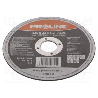 Cutting wheel; Ø: 125mm; Øhole: 22mm; Disc thick: 1.2mm PRE-44012 PROLINE 1
