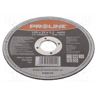 Cutting wheel; Ø: 125mm; Øhole: 22mm; Disc thick: 1.2mm PRE-44012 PROLINE