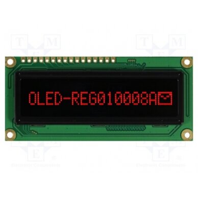 Display: OLED; graphical; 100x8; Dim: 80x36x10mm; red; PIN: 16 REG010008ARPP5N0 RAYSTAR OPTRONICS 1