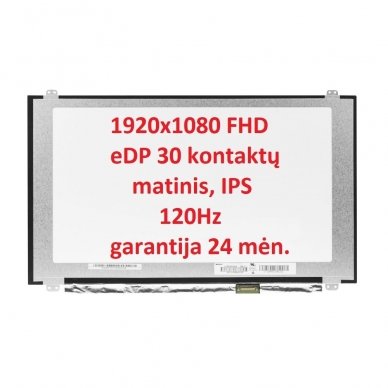Ekranas (matrica) 15.6", 1920x1080 FHD, eDP 30 kontaktų, matinis, IPS, 120Hz N156HCE-GA2 1