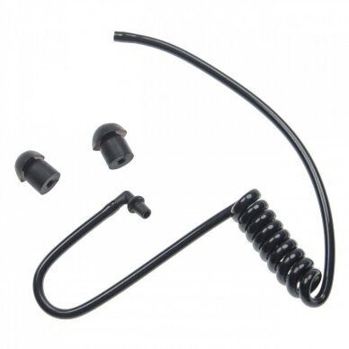 Juodos racijų ausinės su mikrofonu, 2 vnt ausinių kištukai 1