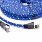 Ethernet tinklo kabelis Cat7, plokščias, 10 gigabitų, RJ45 kištukas, mėlynas, 10m