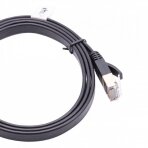 Ethernet tinklo kabelis Cat7, plokščias, 10 gigabitų, RJ45 kištukas, juodas, 1m