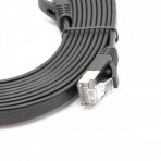 Ethernet tinklo kabelis Cat7, plokščias, 10 gigabitų, RJ45 kištukas, juodas, 3m