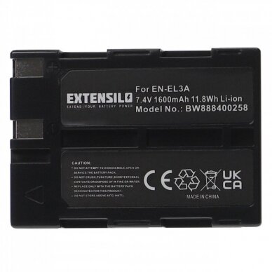 Baterija (akumuliatorius) foto - video kamerai EN-EL3a Nikon D100 7.4V, Li-ion, 1600mAh