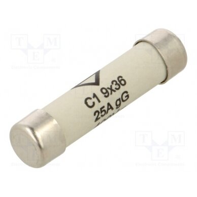 Fuse: fuse; gG; 25A; 400VAC; cylindrical,industrial; 9x36mm L936C1-25 HAGER 1